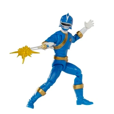 Image of Power Rangers Lightning Collection Wild Force Blue Ranger 6 Inch Premium Collectible Action Figure Toy, Multiple Accessories, Kids 4 and Up