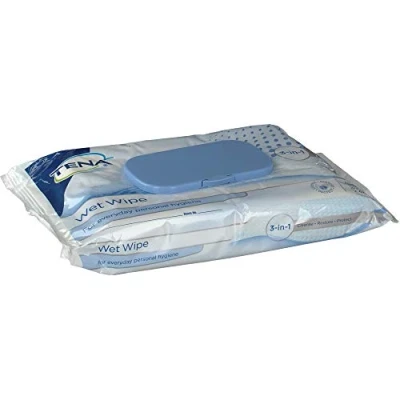 Image of Tena Wet Wipes with Plastic Lid, 19 x 31.7 cm, 48