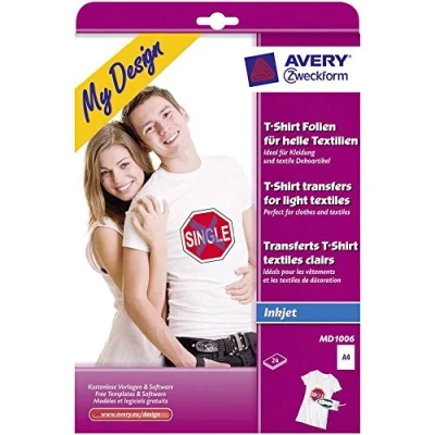 Image of Avery Zweckform Textile Foil DIN A4 for Light Coloured Fabrics 24 Sheets