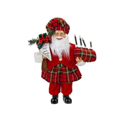 Image of Delightful Red Standing Scottish Santa 40cm (1 Pc.) Charming &amp; Festive Design Ideal For Holiday Decor