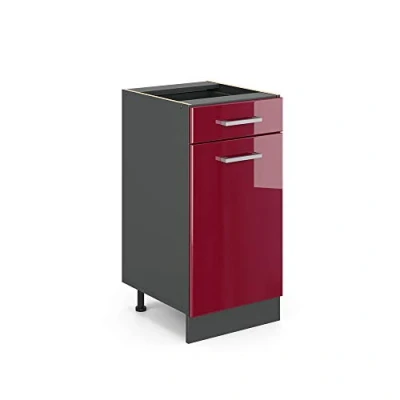 Image of Vicco Kitchen base cabinet Raul, Bordeaux High Gloss/Anthracite, 40 cm without worktop