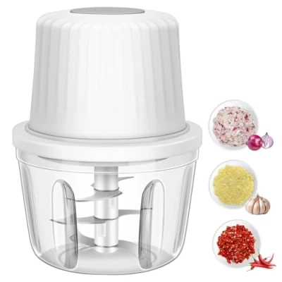 Image of XUJIAN 400ML Electric Garlic Chopper, 6 Blades Grinder Mini, USB Portable Veggie Chopper,Garlic Mincer