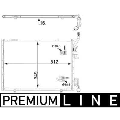 Image of 1933739, 2026260, 2058479, G1B119710AA, G1B119710AB Condenser MAHLE ORIGINAL AC 31 000P without pressure sensor, dryer 512mm FORD: FIESTA 6