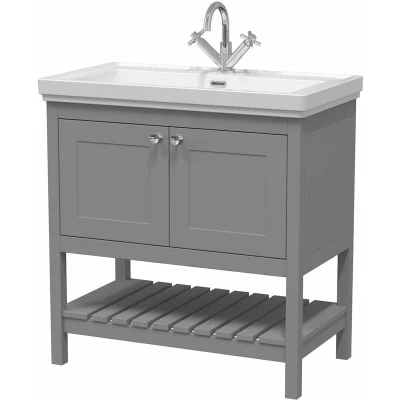 Image of Eastlake Dover Cool Grey Traditional Freestanding Vanity Unit &amp; Basin 800mm