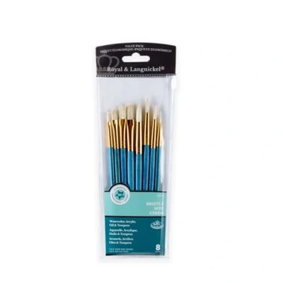 Image of Royal and Langnickel Round/ Flat Bristle Brush Set (Pack of 8)