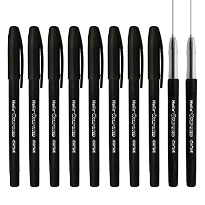 Image of Helix Oxford Curve Ballpoint Pen 1.0mm Needle Point Nib Black Ink Pack of 10