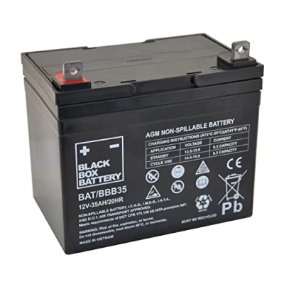 Image of 12V 35Ah Black Box Sealed Lead Acid Mobility Scooter Battery