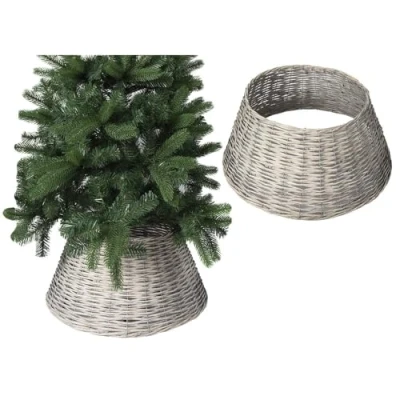 Image of Elegant Grey Christmas Willow Tree Skirt 57cm x 28cm (1 Pc.) Luxurious Festive Holiday Decor Perfect Finish for Your