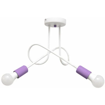 Image of Helam Oxford Multi Arm Semi Flush Ceiling Light White, Purple 38cm