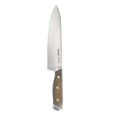 Image of Metaltex Heritage Professional Chef&#039;s Knife 34cm Long Sharp Blade, Stainless Steel Kitchen Ergonomic Wooden Handle for Effortless Precision Carving, Cutting &amp; Chopping in Food Meal Prep