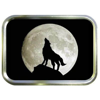 Image of Noveltyshack HOWLING WOLF 2oz GOLD TOBACCO TIN,BACCY TIN,PILL BOX, STASH CAN,STORAGE TIN