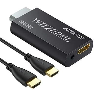Image of AUTOUTLET Wii to HDMI Converter WII2HDMI Signal Support 720P 1080P 3.5MM Audio HD Video Output Adapter with 1M Cable for Nintendo