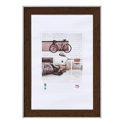 Image of walther Design Picture Frame Walnut 13 x 18 cm with Silver Outer Edge, Bohemian EN318N