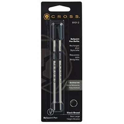 Image of Cross 8101 2 Original Standard Archival Ink Refill for Ballpoint Pens, Broad Point, Suitable most Pack, Black