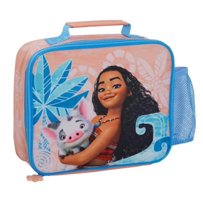 Image of Disney Moana Lunch Bag with Bottle Holder for Girls School Insulated Cooler Lunchbox