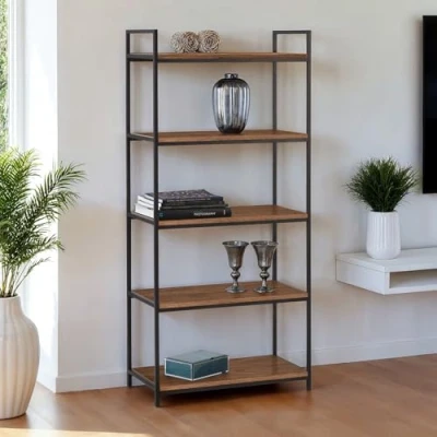 Image of Julian Bowen Tribeca Tall Bookcase Black/Walnut Bookcases