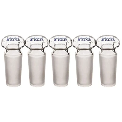 Image of Labasics 5 Pack Glass Hex Head Hollow Stopper, Hexagonal Stopper for 24/40 Outer Joint with Closed Bottom