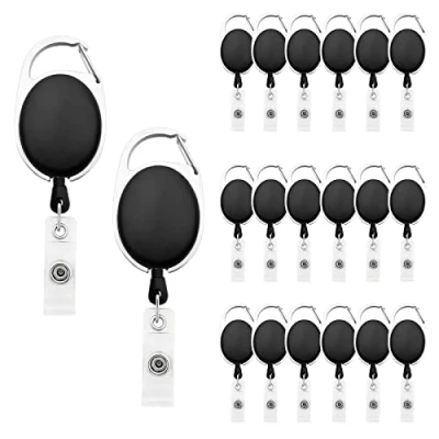 Image of Fushing 20Pcs Carabiner Badge Reels, Retractable ID Card Holder with Belt Clip for Keys,ID Cards (Black)