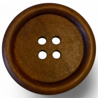 Image of KnitForLess Large Wooden Buttons for Sewing 35mm Round Brown 4 Hole Natural Wood Craft Buttons, Pack of 10