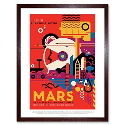 Image of Wee Blue Coo NASA Space Travel Advert Mars Art Print Framed Poster Wall Decor 12x16 inch