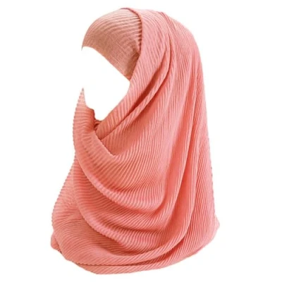 Image of Lina &amp; Lily Premium Cotton Pleated Hijab for Muslim Women, Maxi Head Scarf Shawl Wrap Lightweight (Light Pink)