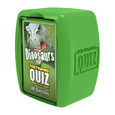 Image of Top Trumps dinosaurs Quiz Game, 500 questions to test your knowledge and memory on the world of including Tyrannosaurus Rex Velociraptor, 2 plus players makes a great gift for ages