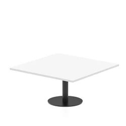 Image of Italia 1000mm Square Coffee Table White Top 475mm High Black Leg