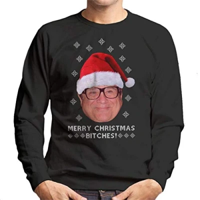 Image of Cloud City 7 Danny DeVito Merry Christmas Bitches Men&#039;s Sweatshirt Black