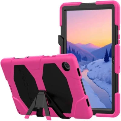 Image of TECHGEAR G SHOCK Case Fits Samsung Galaxy Tab A7 10.4&quot; 2022/2020 (SM T500, T503, T505, T509) Tough Rugged HEAVY DUTY Armour Shockproof Impact Survival Stand Case, Kids Schools Workman PINK