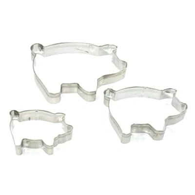 Image of Selecto Bake 3 Pieces of Farm Pig Cutters Set Stainless Steel Cookie Stamps Sandwich Cutter Fondant Cake Mould Biscuit Press