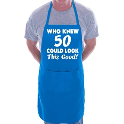 Image of Print4U 50th Birthday Who Knew 50 BBQ Cooking Funny Novelty Apron Blue