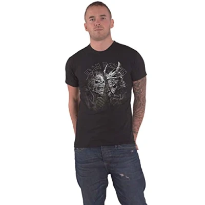 Image of Iron Maiden &#039;Senjutsu Large Grayscale Heads&#039; (Black) T Shirt (Small)