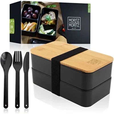 Image of Moritz &amp; Bento box Japanese Lunch for kids and adults with bamboo lid ideal work, school or travelling