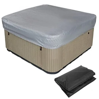 Image of SJASD Square Hot Tub cover 210D Polyester Waterproof,UV Protection Anti tear SPA for protector,Built All Climates Including Winter,Gray,210x210x30cm