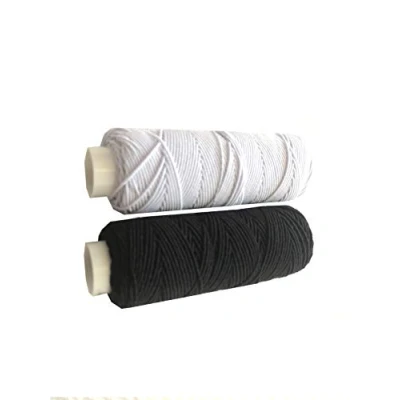 Image of Shirring Shearing Elastic Thread, 20 Meter Each Colour Per Spool, Pack of 2 X 20m Spools, Sewing, Haberdashery, Craft, Smocking, Gathering, (White &amp; Black), 30 Colours Available