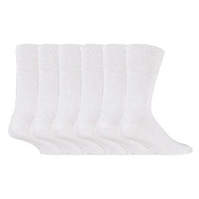 Image of SockShop 6 Pairs Mens Diabetic Gentle Grip Socks 11 UK 39 45 EUR see variations ... (White)