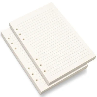 Image of A5 Lined Paper,A5 Refill Filler Paper,6 Hole Punched,Refills for Filofax Planner Binder Journals Notes, 8mm Ruled Loose Leaf Paper, 80 Sheets/160 Pages,5.6x8.3 Inch,Beige (2)