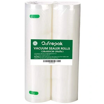 Image of O2frepak 2Pack 28cmx600cm Food Textured Vacuum Sealer Bags Rolls with BPA Free,Heavy Duty Embossed Vacume Storage for Food,Great Sous Vide Cooking (Total 1200cm)