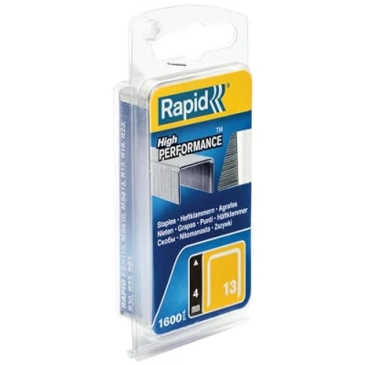 Image of Rapid High Performance Staples for Textiles, Finewire No. 13, Leg Length 4mm, Staple Gun Staples, Galvanised Steel, 1600 Pieces, Narrow Blister (40109518), grey