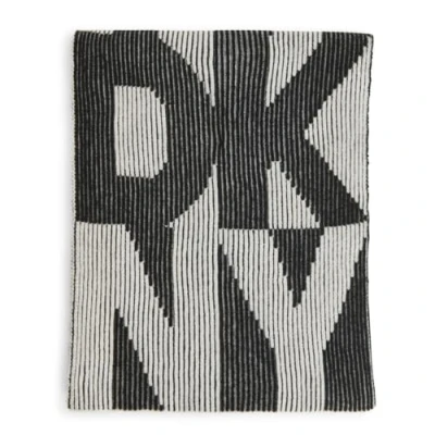 Image of DKNY Women&#039;s Logo Intarsia Ribbed Scarf Fashion, Ivory, One Size