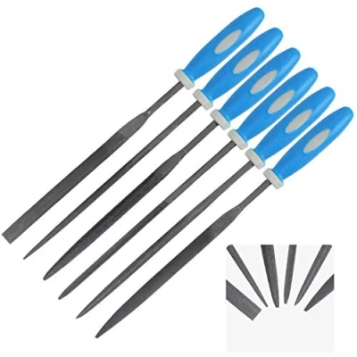 Image of KALIM Mini Needle File Set, Hardened Alloy Strength Steel,Secure Grip, Includes Flat, Flat Warding, Square, Triangular, Round, and Half Round File.
