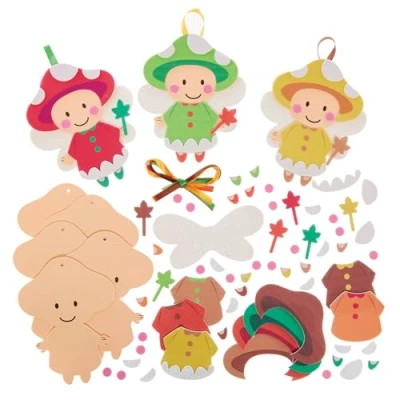 Image of Baker Ross FX612 Toadstool Fairy Mix and Match Decoration Kits Pack of 8, Autumn Crafts for Kids