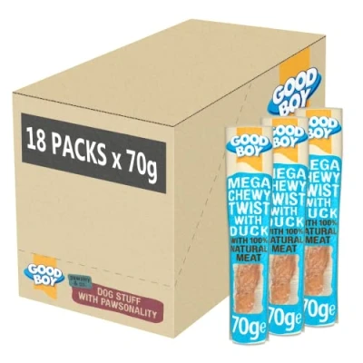 Image of Good Boy Mega Chewy Twist With Duck Dog Treats Made 100% Natural Breast Meat 70 Grams ℮ Low Fat Case of 18