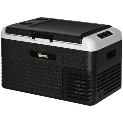 Image of Outsunny 30L Car Refrigerator, Portable Compressor Fridge Freezer, Electric Cooler Box with 12/24V DC and 110 240V AC for Camping, Driving, Picnic, Down to 20℃