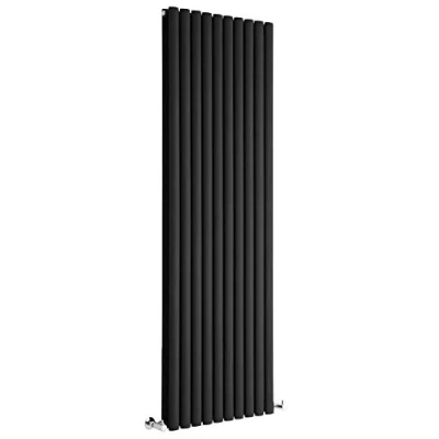 Image of Milano Aruba Black Vertical Double Oval Panel Radiator 1780mm x 590mm