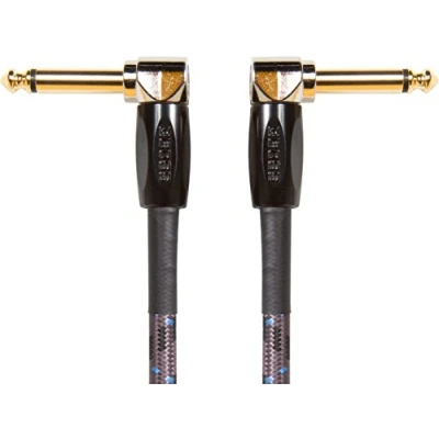 Image of BOSS Bic 1Aa Patch/Pedal, Guitar, Bass And Instrument Cable. Angled 1/4 Inch Connectors, 1 Ft./30 Cm Length, Gold