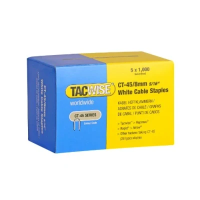 Image of Tacwise CT 45/8mm White Cable Tacker Staples 5,000 (5 x 1,000 packs)