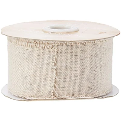 Image of Eleganza Linen Frayed Edge 50mm x 10m Natural No.02,Beige
