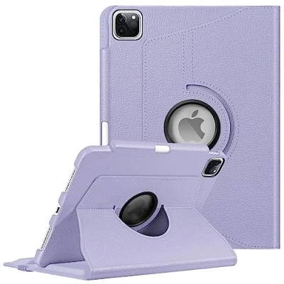 Image of FINTIE Rotating Case Compatible with iPad Pro 11 inch (2022/2021/2020/2018, 4th/3rd/2nd/1st Generation) 360 Degree Swiveling Stand Cover w/Pencil Holder, Auto Wake/Sleep, Lilac Purple