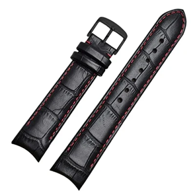 Image of SZCURC Curved end watch strap Genuine Leather Bracelet 20 mm 21 22 Stylish &amp; Durable Replacement Band